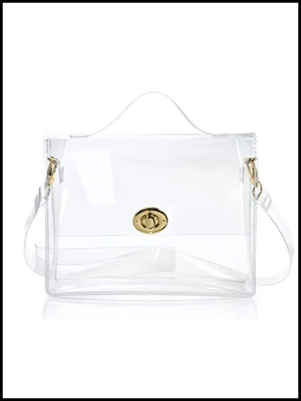 Clear PVC Satchel Crossbody Bag Stadium Approved Turn Lock